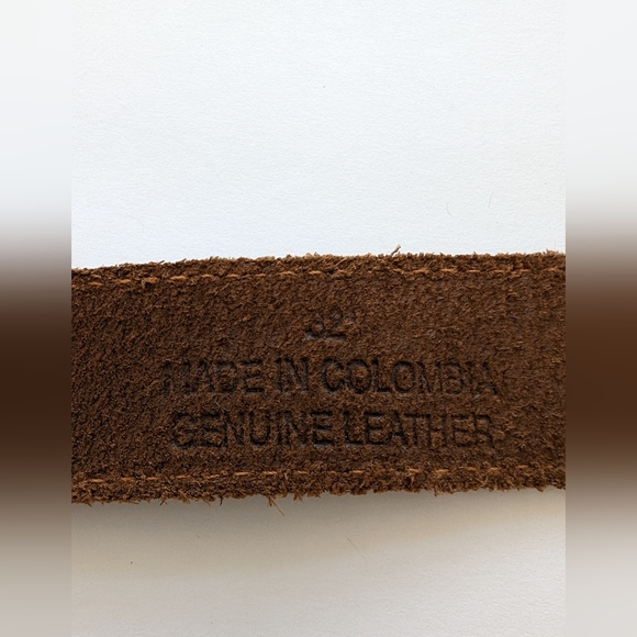 Brown Leather Belt, Made In Columbia, Size 32 - Picture 5 of 5